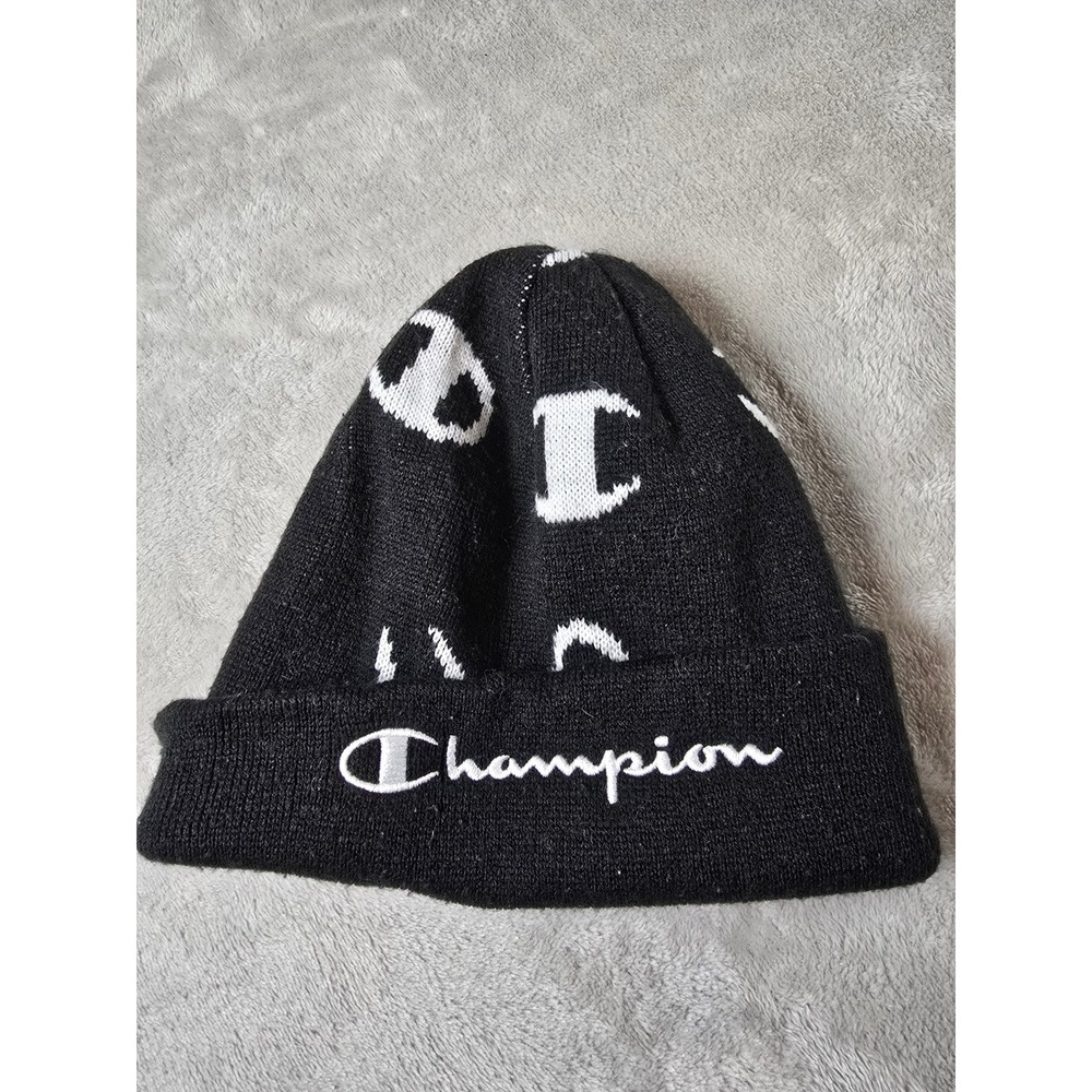 Champion Beanie Hat Cap Logo Knit Winter Ski All Over Print
